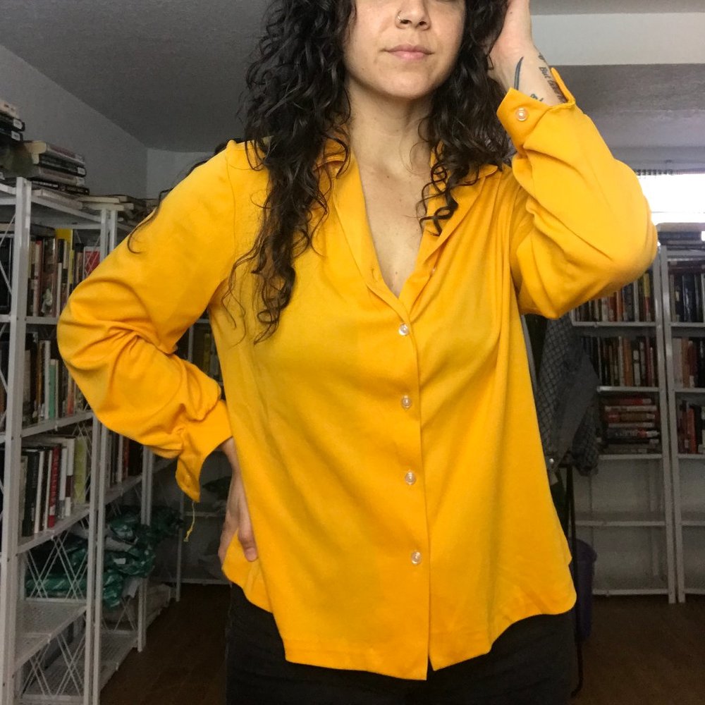 Orange Button Down Blouse - B60 - image 6